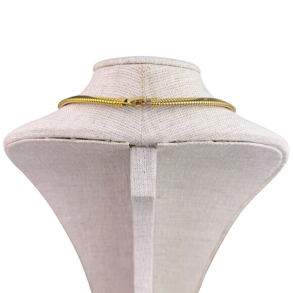 Gold Tone Womens Stretchy Choker Necklace Textured Metal Clasp Closure Adjustabl - Picture 2 of 3